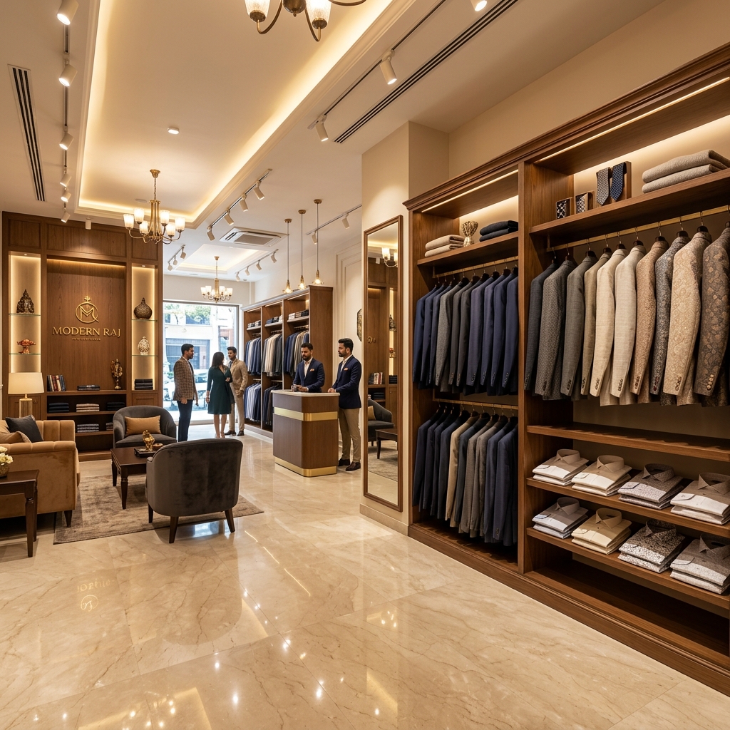 Royal Mens Wear store interior — premium showroom