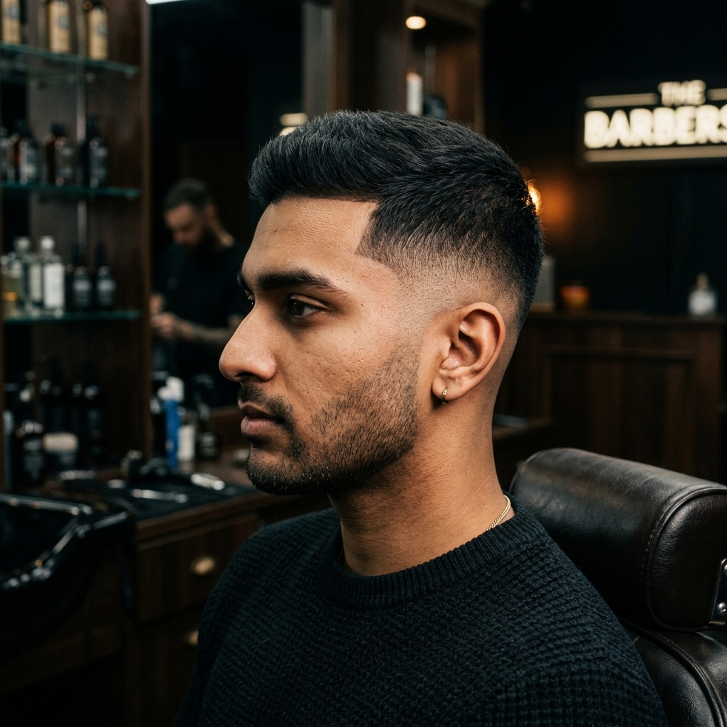 Low Fade hairstyle at The Royal Men's Grooming Studio
